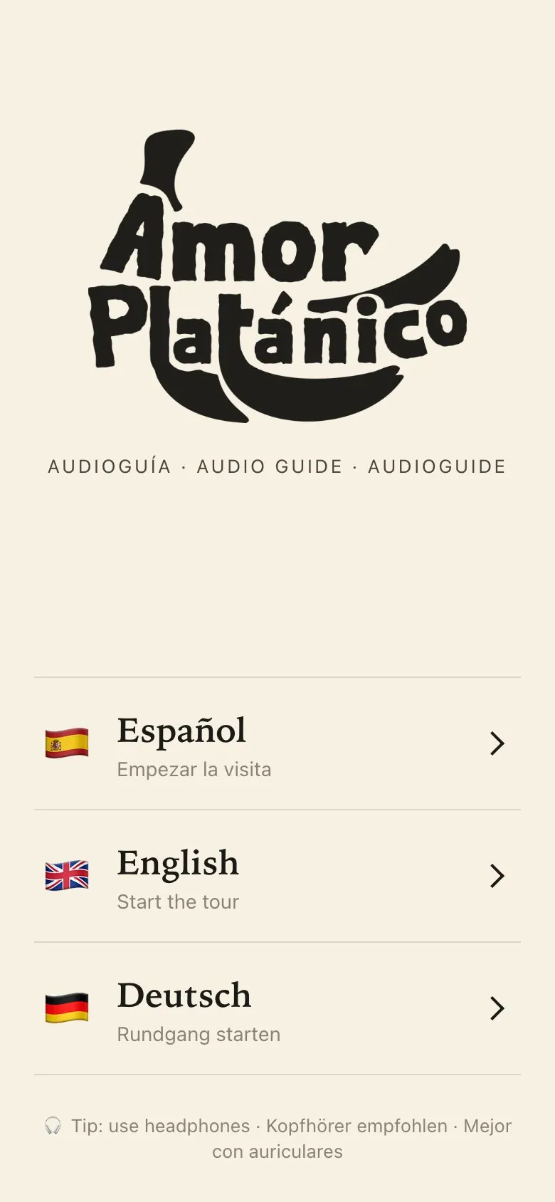 Elección de idioma en la audioguía