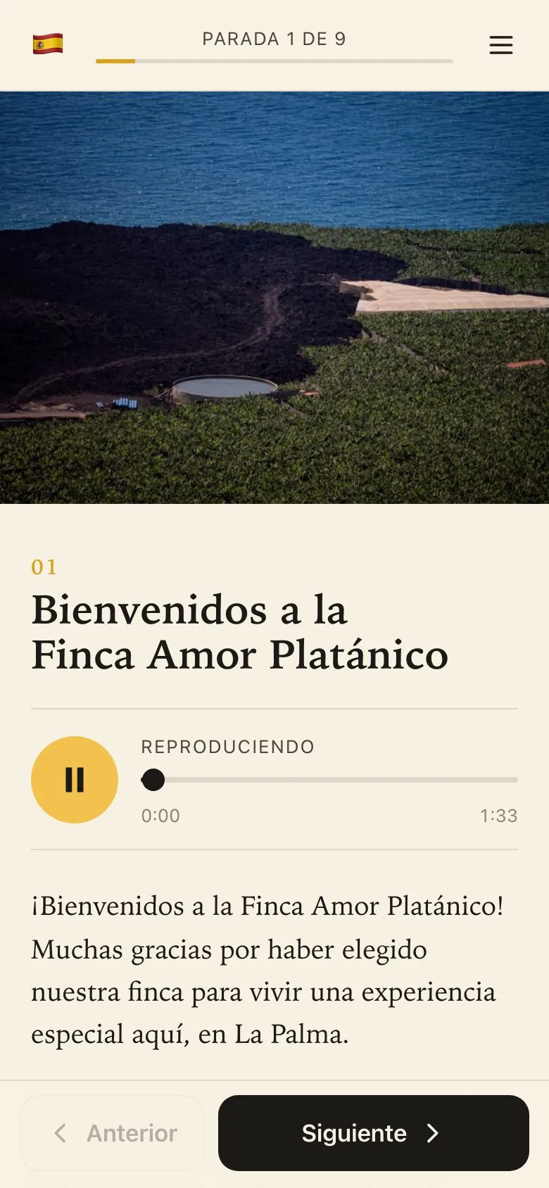 Parada 1 de la audioguía con el reproductor de audio