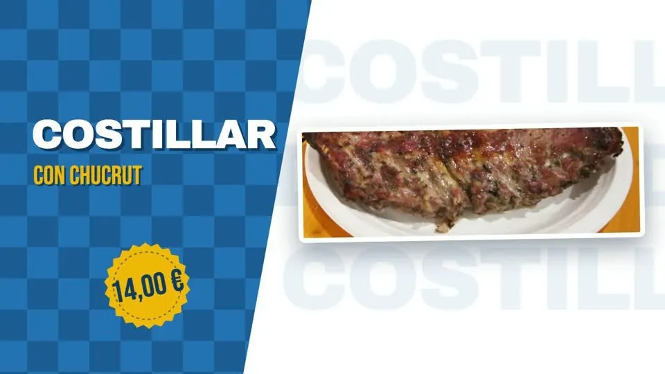 Pantalla del costillar con chucrut.