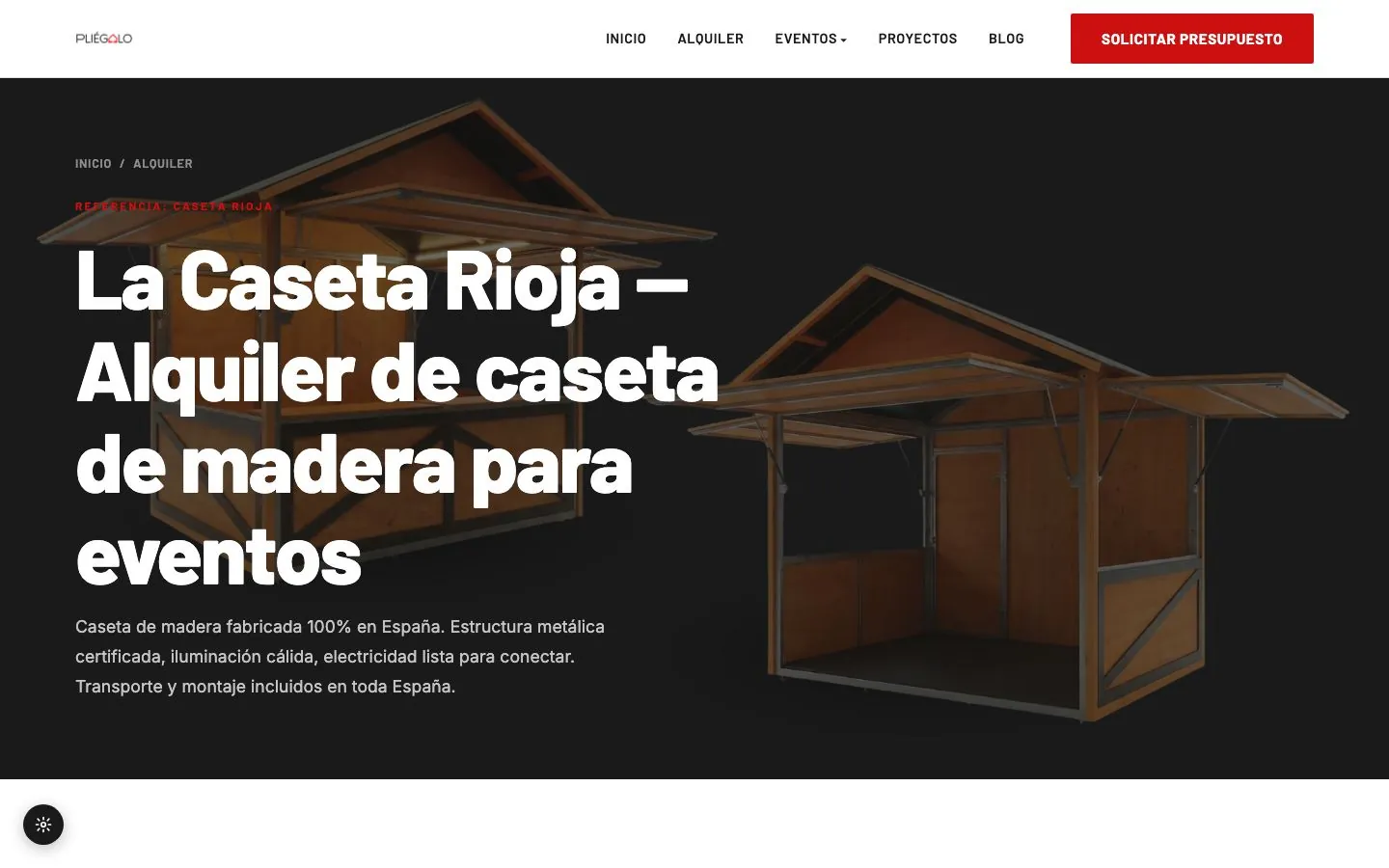 Ficha de la Caseta Rioja con sus medidas.