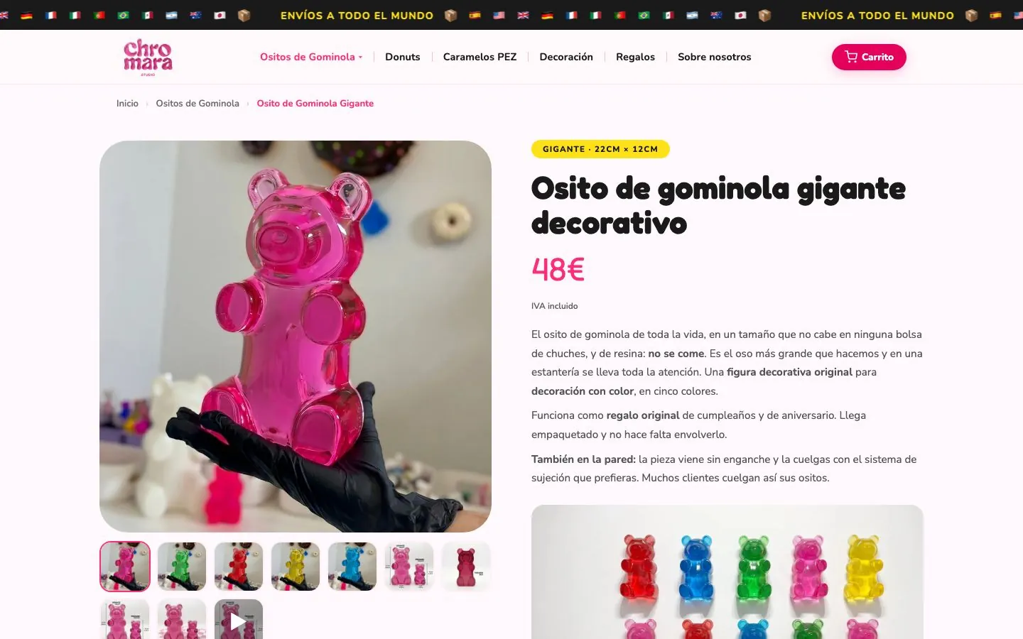 Ficha del oso gigante con selector de color.