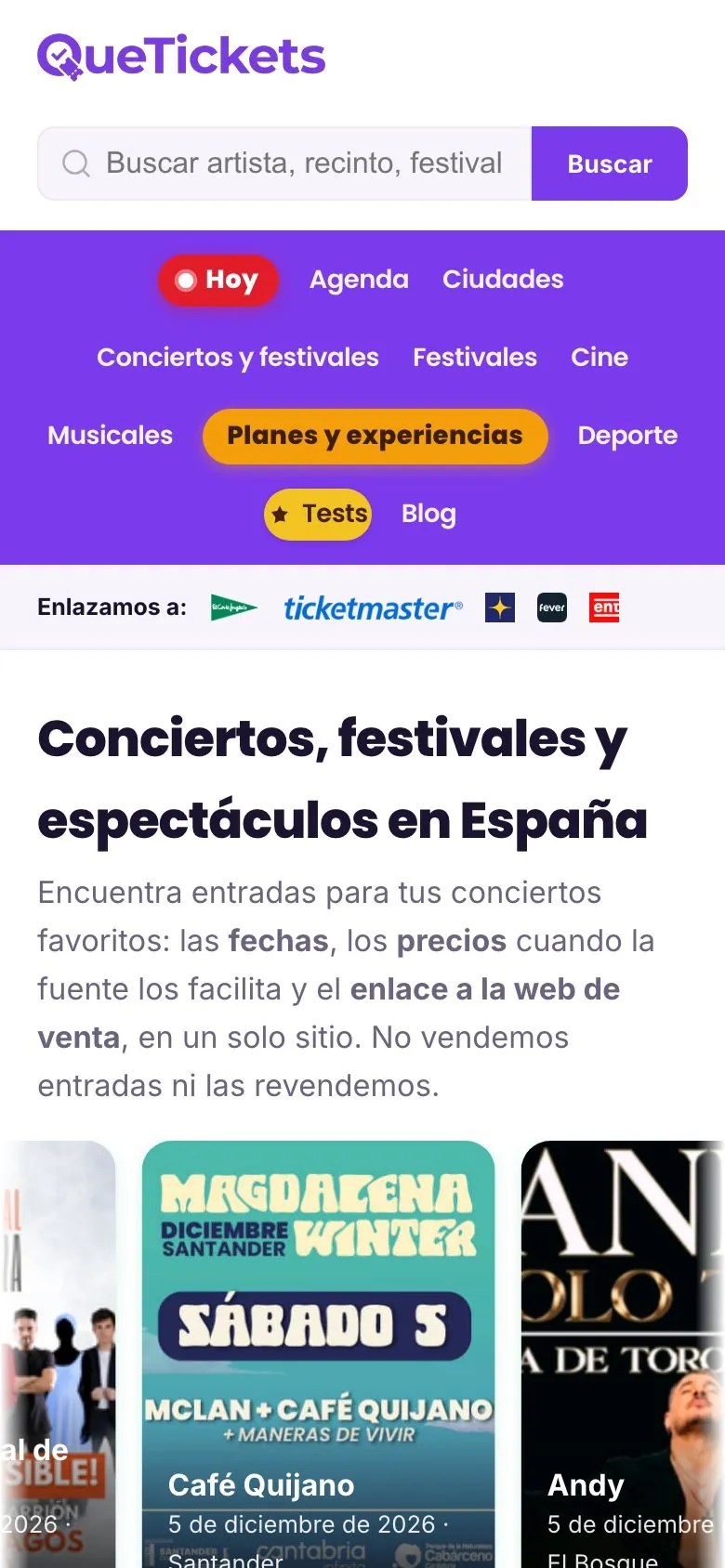 QueTickets en el móvil