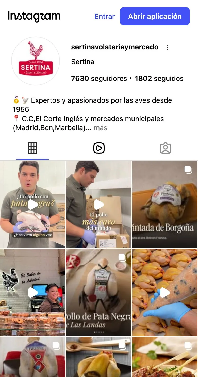 Perfil de Instagram de Sertina
